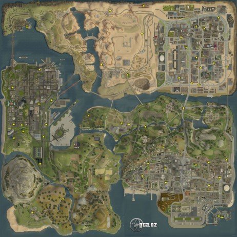 GTA San Andreas: Mapa com a localização das 100 pichações do jogo